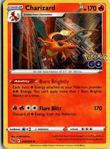 Charizard holo rare pokemon - charizard, go