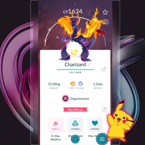 Shiny gigantamax charizard - shiny, +